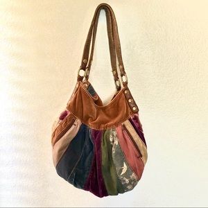 LUCKY BRAND Patchwork and Velvet Boho Bag